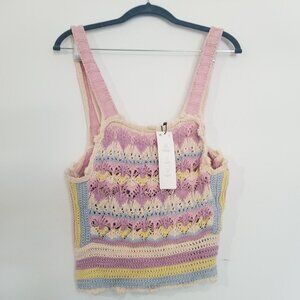 Zara Crochet Tricot Crop Top L NWT